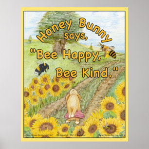 Póster Honey Bunny dice 'Abe Feliz, Abeja Amor'