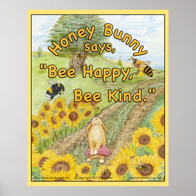 Póster Honey Bunny dice 'Abe Feliz, Abeja Amor' (Frente)