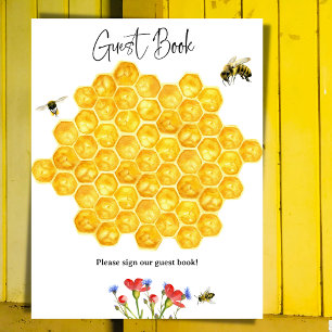 Póster Honeycomb Bee Baby Shower Guest Book Game Poster