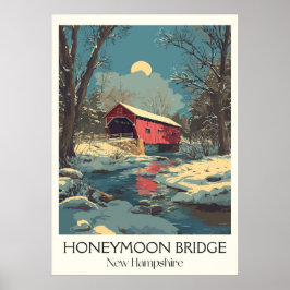 Póster Honeymoon Bridge NH Winter Scene