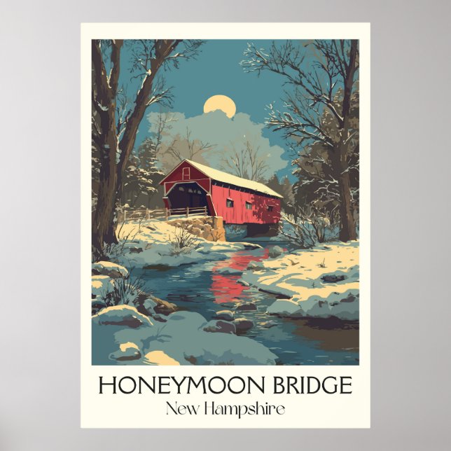 Póster Honeymoon Bridge NH Winter Scene (Frente)