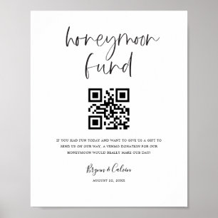 Póster Honeymoon Fund Sign Cash Gift Donation Scan Poster