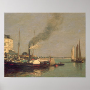 Póster Honfleur. La Jetee, 1854-57 (aceite en el panel)
