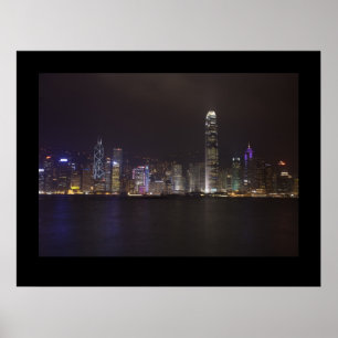 Póster Hong Kong de noche