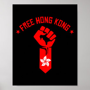 Póster Hong Kong Libre - resiste el puño con la bandera d