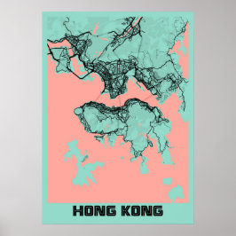 Póster Hong Kong - Mapa de la ciudad peoyonal de Hong Kon