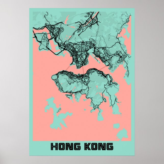 Póster Hong Kong - Mapa de la ciudad peoyonal de Hong Kon (Frente)