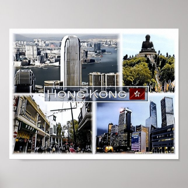 Póster Hong Kong - Mosaico - (Frente)