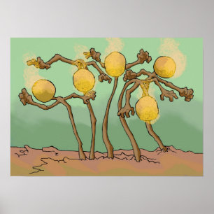 Póster hongo del japonés-linterna-limo