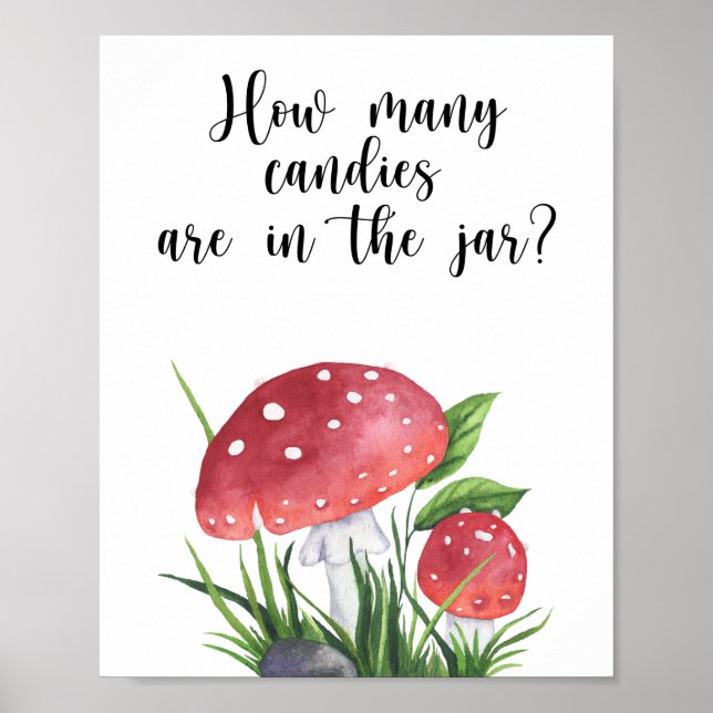 Póster Hongos - adivina cuántos dulces (Frente)