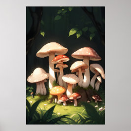 Póster Hongos en el bosque