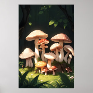 Póster Hongos en el bosque