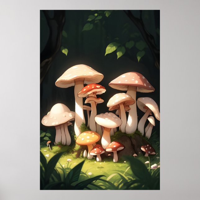 Póster Hongos en el bosque (Frente)