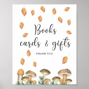 Póster Hongos forestales en acuarela, tarjetas de libros