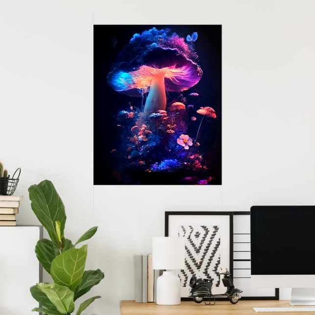 Póster Hongos Mágicos Brillantes (Oficina en casa)