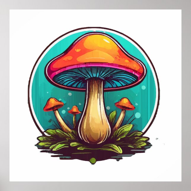 Póster Hongos Mágicos Coloreados (Frente)