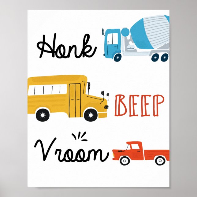 Póster Honk de transporte, beep, Poster Vroom (Frente)