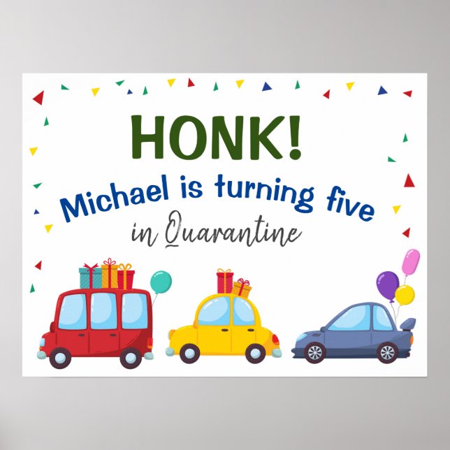 Póster ¡Honk! Es mi fiesta de cumpleaños conduciendo por  (Frente)