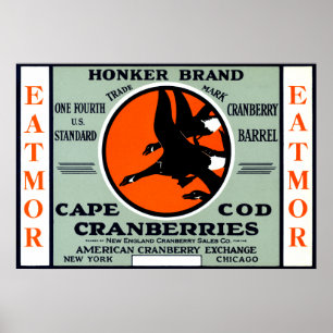 Póster Honker Brand Cranberries 1900