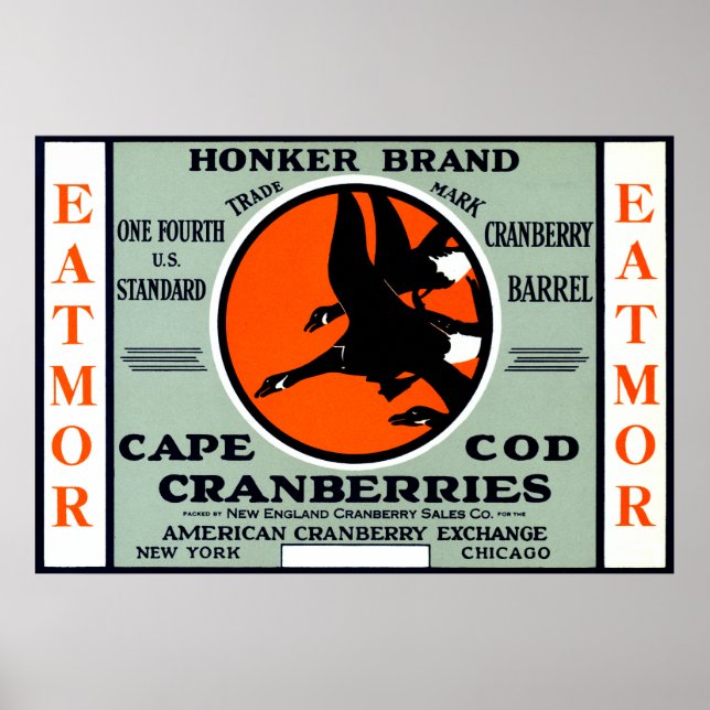 Póster Honker Brand Cranberries 1900 (Frente)