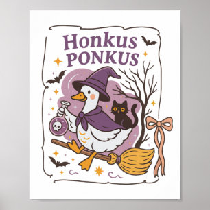 Póster Honkus Ponkus Goose Halloween Bruja Goose Silly Go