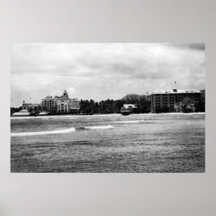 Póster Honolulu, HA - View of Moana & Royal Hawaiian