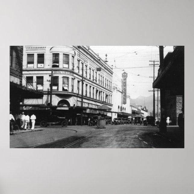 Póster Honolulu, la ciudad de Hawái vista de Fort Street (Frente)