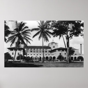 Póster Honolulu, la visión hawaiana del Bldg federal y po