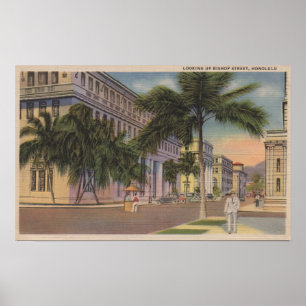 Póster Honolulu, VIHiew del obispo St.Honolulu, HI