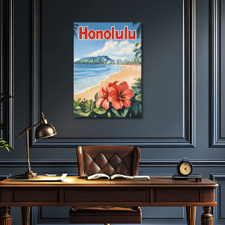 Póster Honolulu Vintage Travel