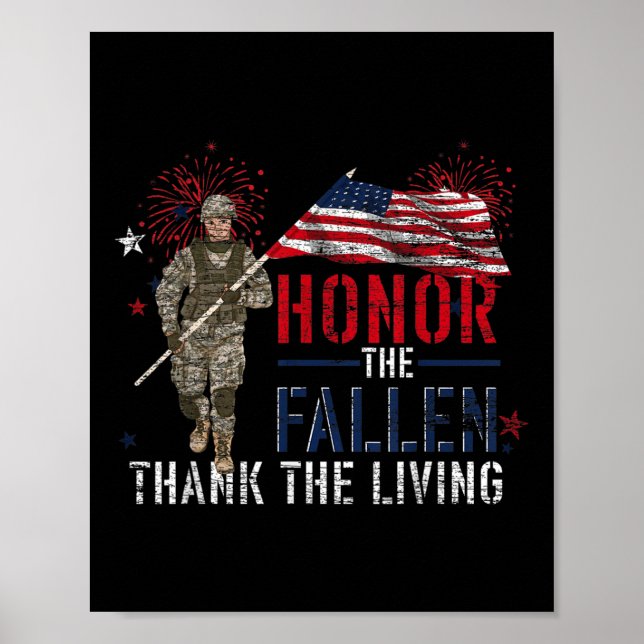 Póster Honor A Los Caídos Gracias A La Bandera De Ee.Uu. (Frente)