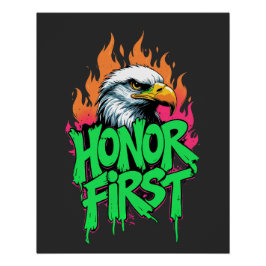 Póster Honor First Bald Eagle Patriotic USA