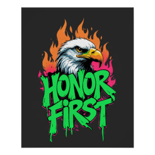 Póster Honor First Bald Eagle Patriotic USA