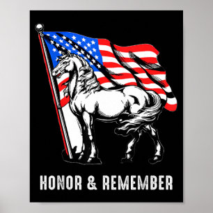 Póster Honor Recuerda Caballo Patriótico Bandera American