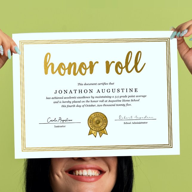 Póster Honor Roll Certificate (Subido por el creador)