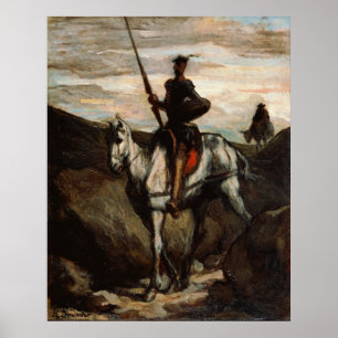 Póster Honore Daumier - Don Quijote en las montañas