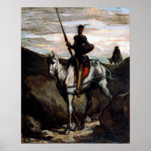 Póster Honore Daumier Don Quijote en las montañas