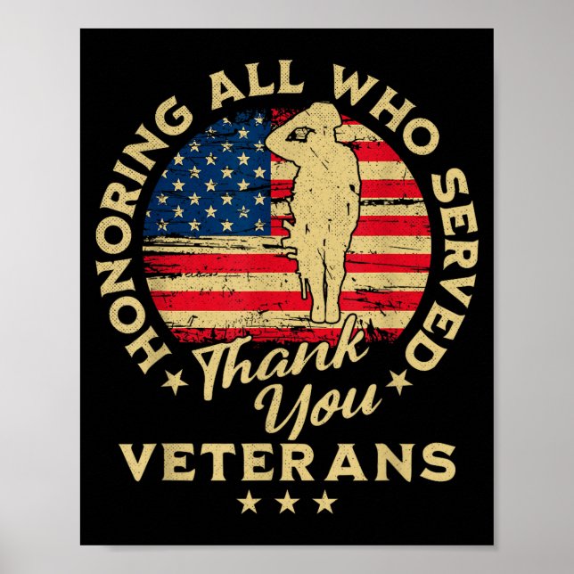 Póster Honoring All Who Served Thank You Veterans Day  (Frente)