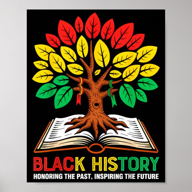 Póster Honoring Past Inspiring Future Tree Book Black His (Frente)
