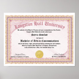 Póster Honors College or University Diploma Replica