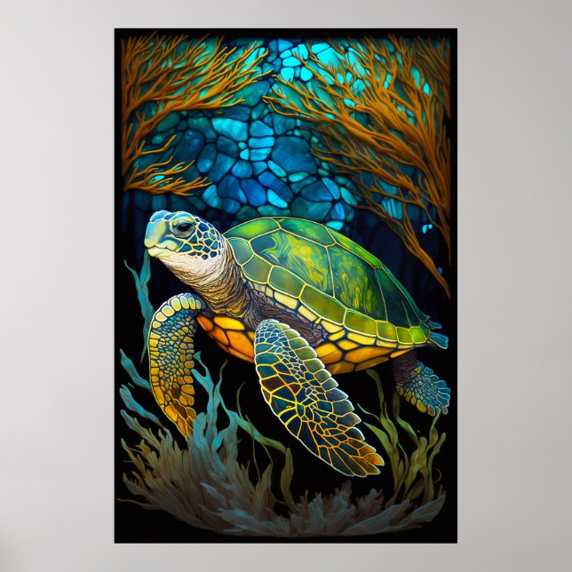 Póster Honu Haven Sained Glass Water (Frente)