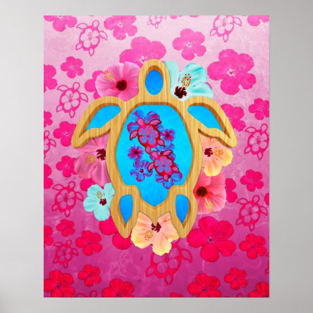 Póster Honu tropical hawaiano (Frente)