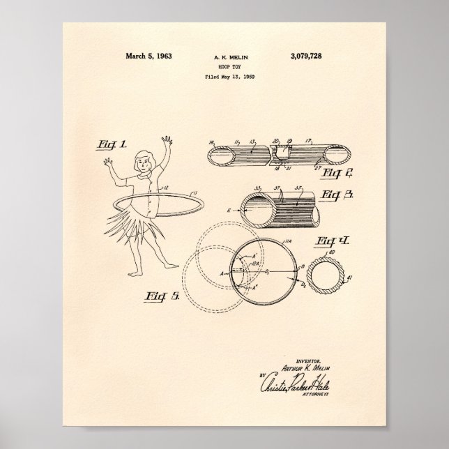 Póster Hoop Toy 1963 Patent Art Old Peper (Frente)