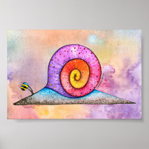 Póster Hoopla Snail en poster de acuarela