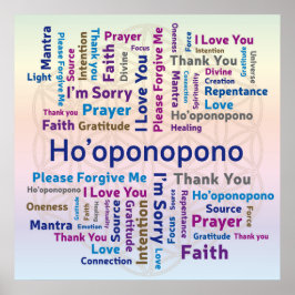 Póster Ho'oponopono Word Cloud - Mantra - Amor propio