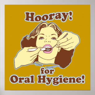 Póster Hooray para retro de higiene oral