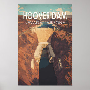 Póster Hoover Dam Travel Art Vintage