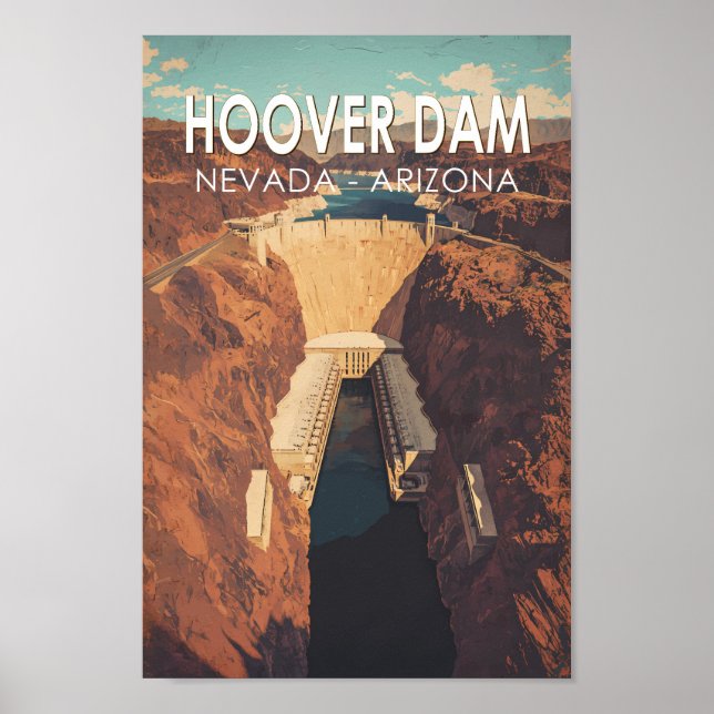 Póster Hoover Dam Travel Art Vintage (Frente)