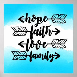 Póster Hope Faith Love Family