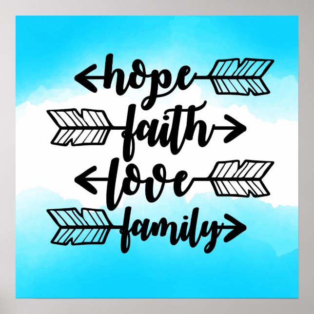 Póster Hope Faith Love Family (Frente)